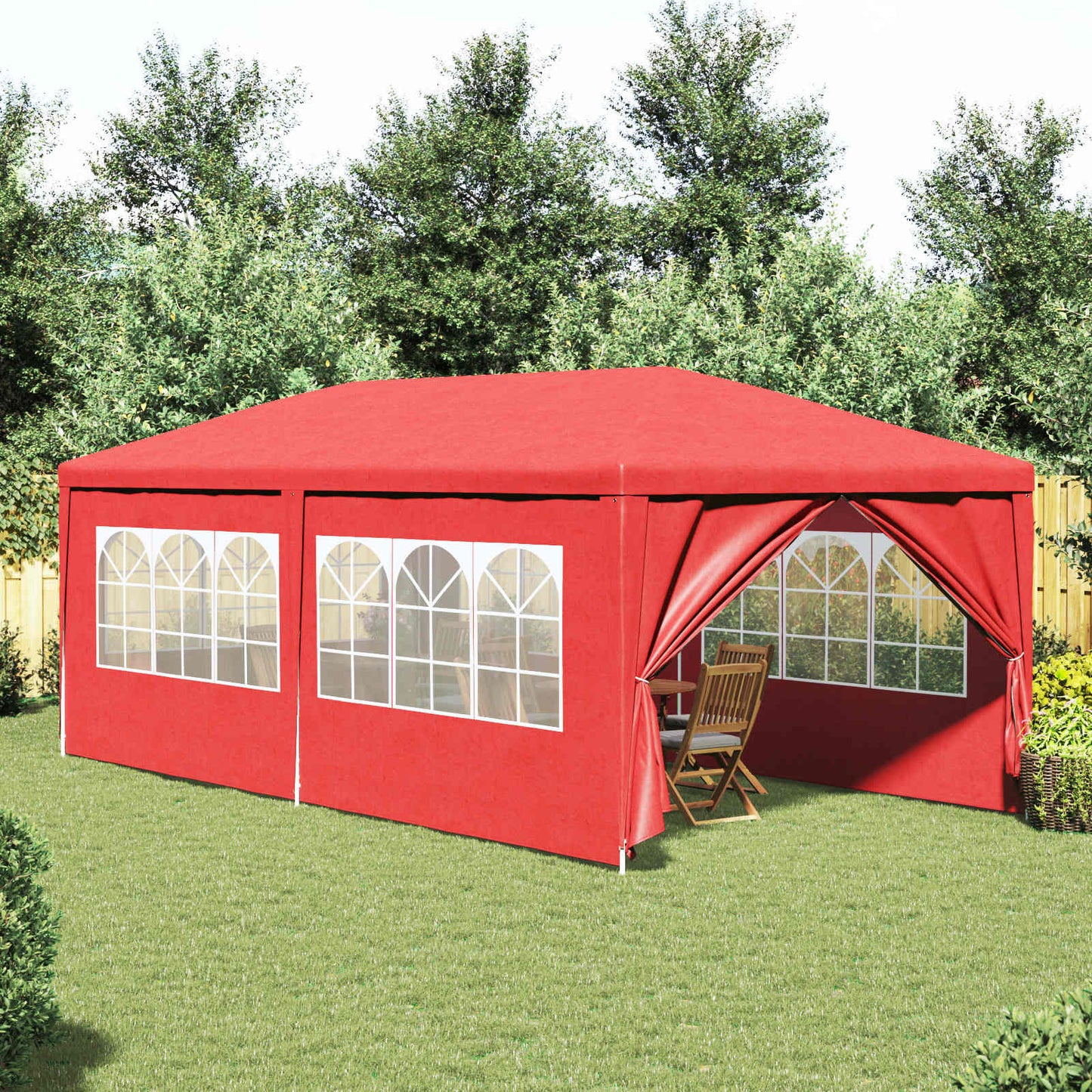 Tenda Party 600 x 300 x 255 cm Rosso PE e Acciaio