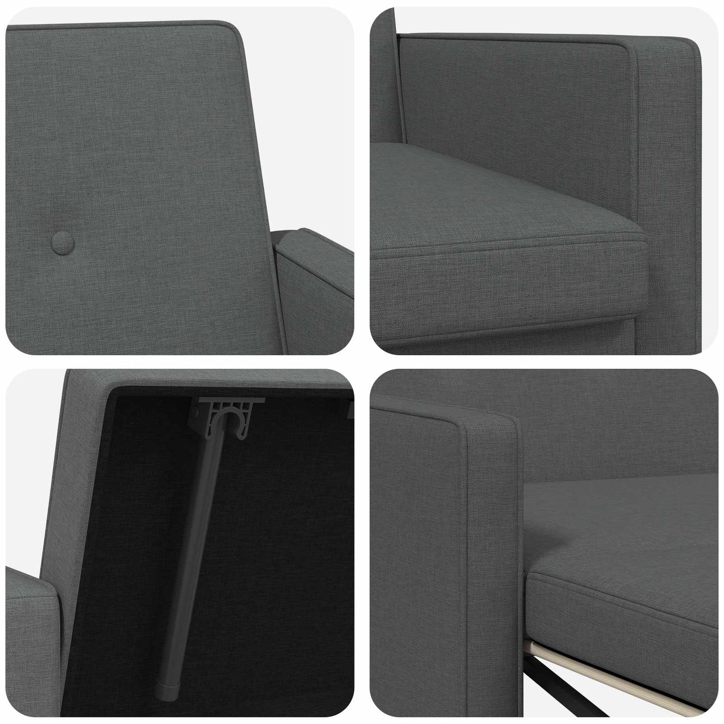 Divano Letto Estraibile Grigio Scuro Tessuto