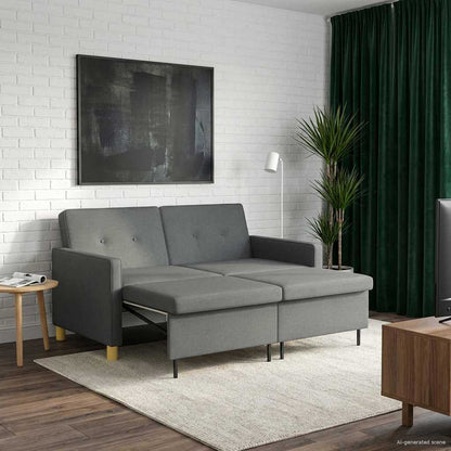 Divano Letto Estraibile Grigio Scuro Tessuto | homemem39