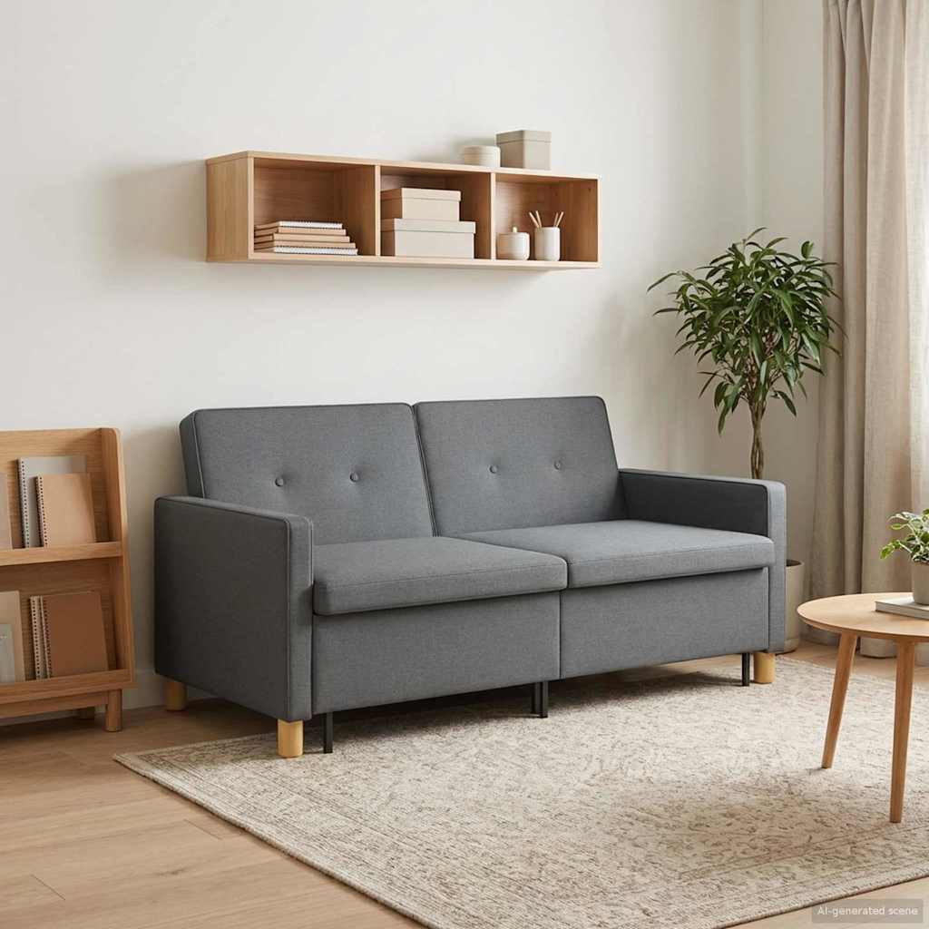 Divano Letto Estraibile Grigio Scuro Tessuto | homemem39