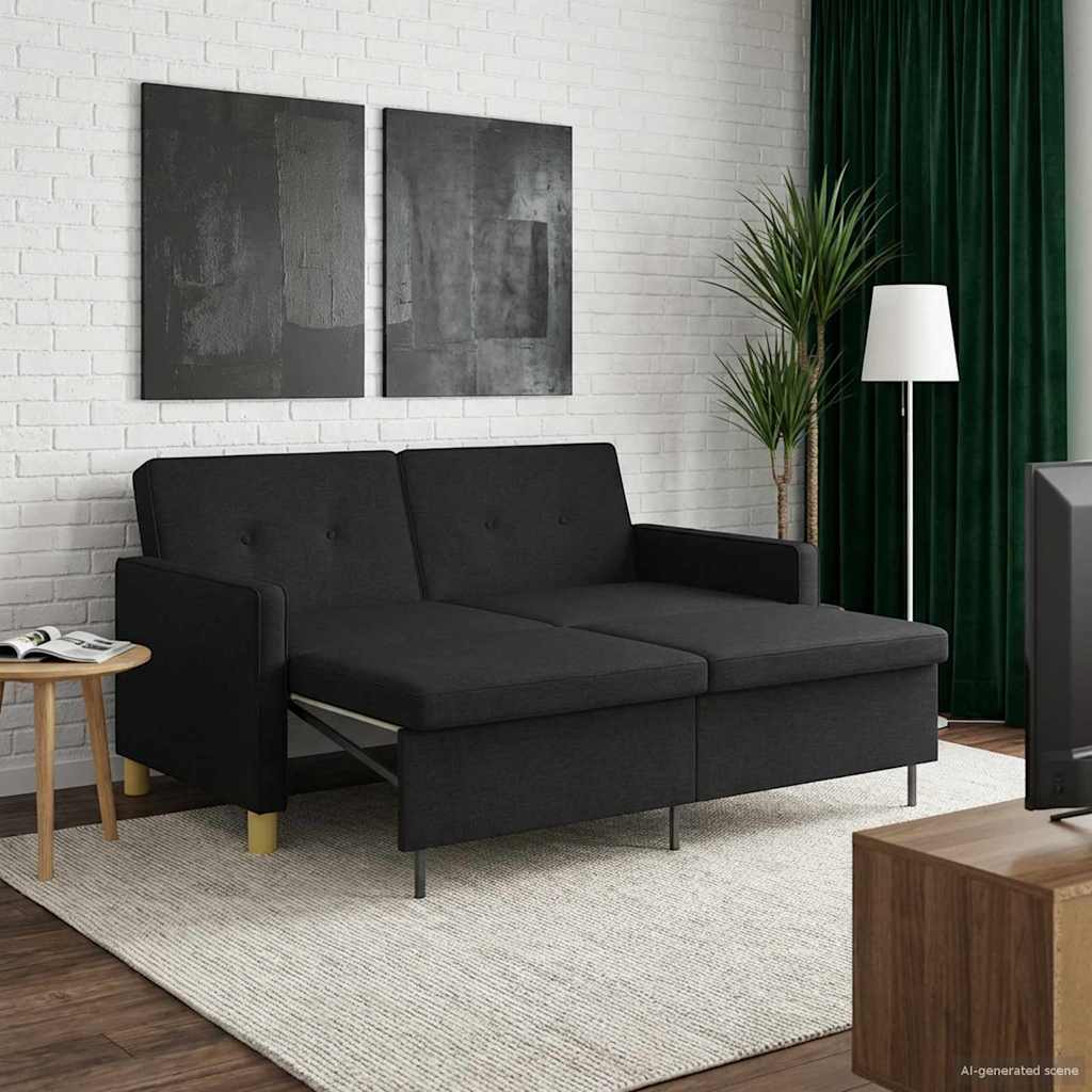 Divano Letto Estraibile Nero Tessuto | homemem39