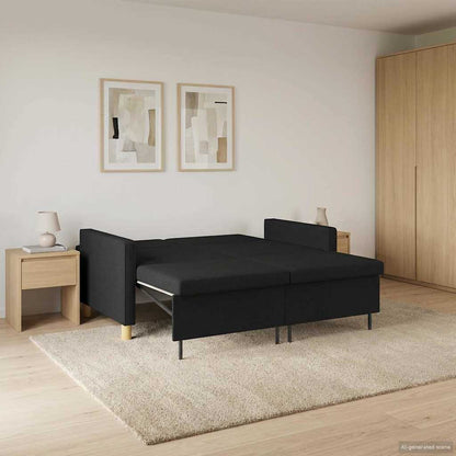 Divano Letto Estraibile Nero Tessuto | homemem39