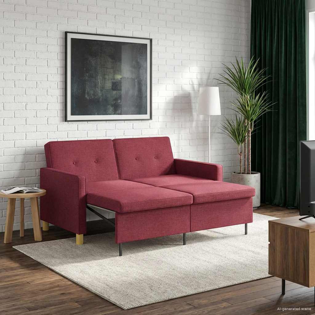 Divano Letto Estraibile Rosso Vino Tessuto | homemem39