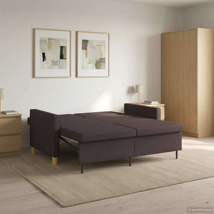 Divano Letto Estraibile Marrone Scuro Tessuto | homemem39
