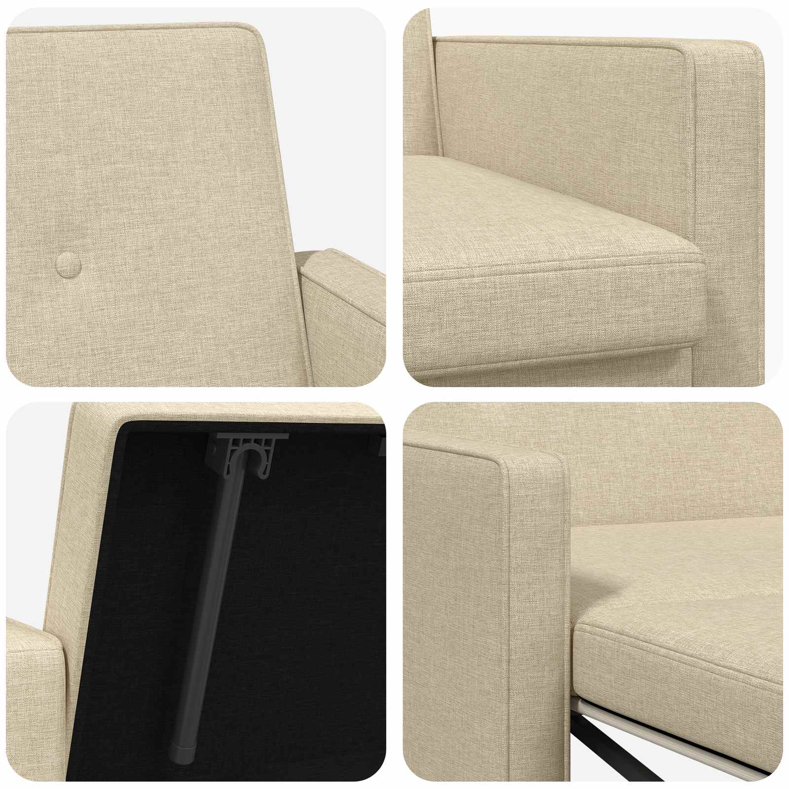 Divano Letto Estraibile Crema Tessuto | homemem39