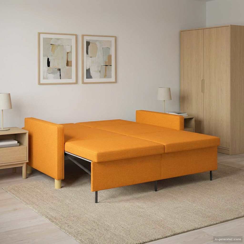 Divano Letto Estraibile Giallo Scuro Tessuto | homemem39