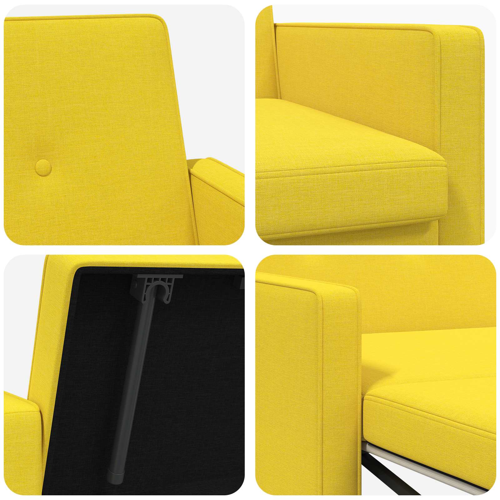 Divano Letto Estraibile Giallo Chiaro Tessuto | homemem39