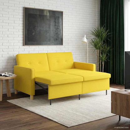 Divano Letto Estraibile Giallo Chiaro Tessuto | homemem39