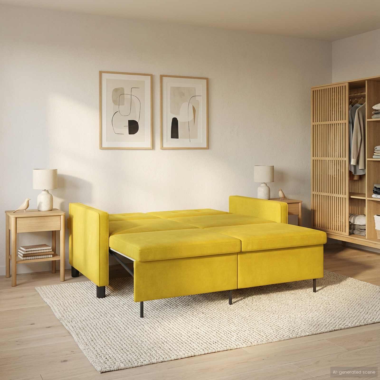 Divano letto Giallo Tessuto | homemem39