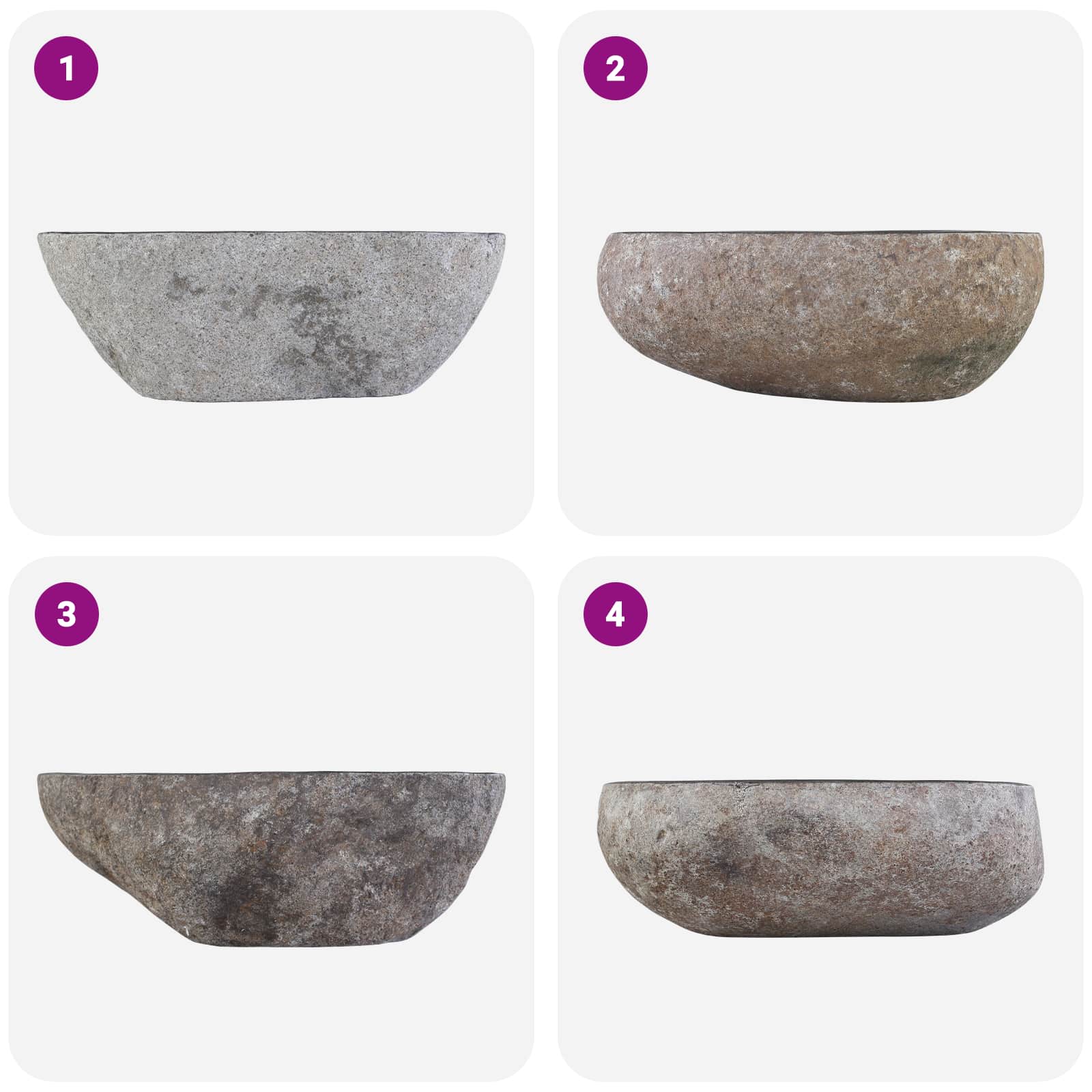 Lavabo Ovale Grigio (32-37) x (27-30) x 12 cm Pietra di Fiume | homemem39