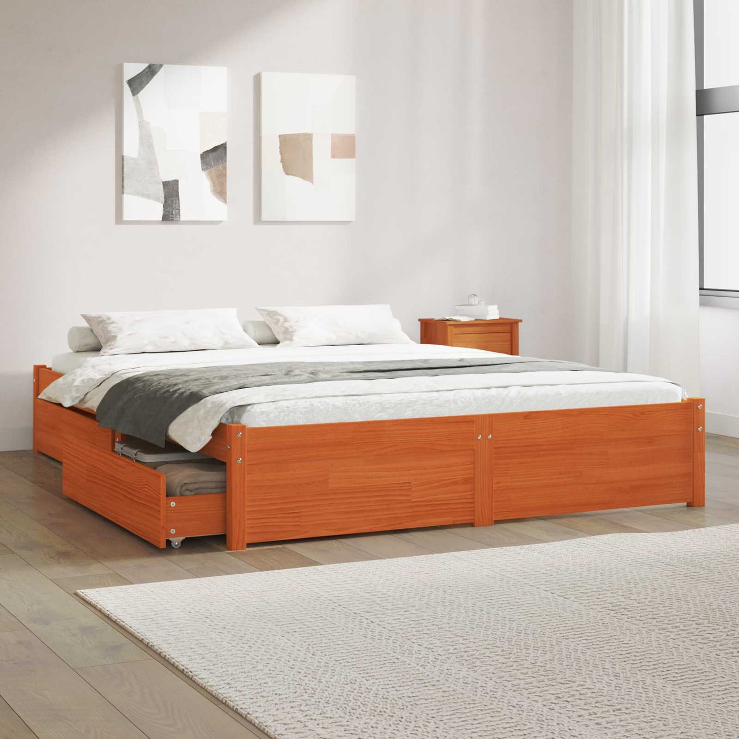 Struttura del letto con cassetto Legno di Pino Massello