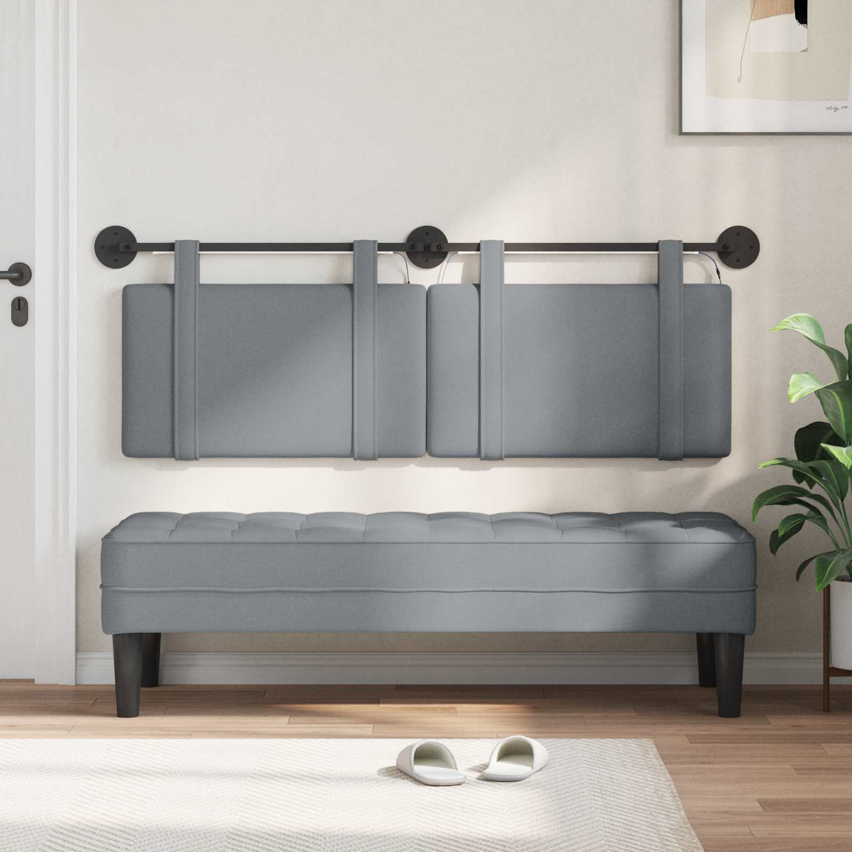 Testiera sospesa Grigio Chiaro Tessuto | homemem39