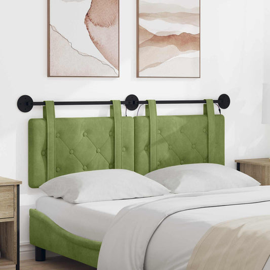 Testiera sospesa Con luce LED Verde chiaro Velluto | homemem39