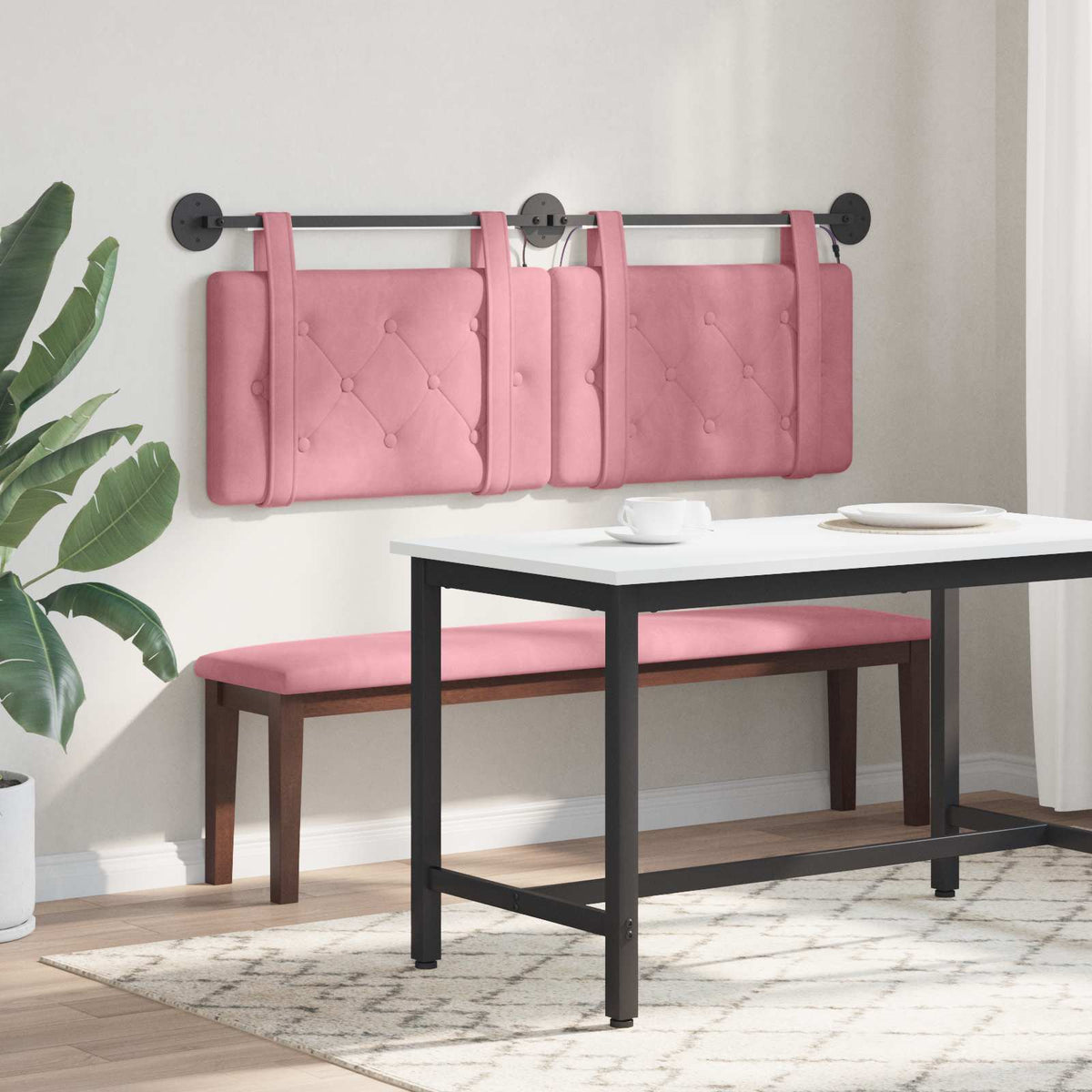 Testiera sospesa Con luce LED Rosa Velluto | homemem39