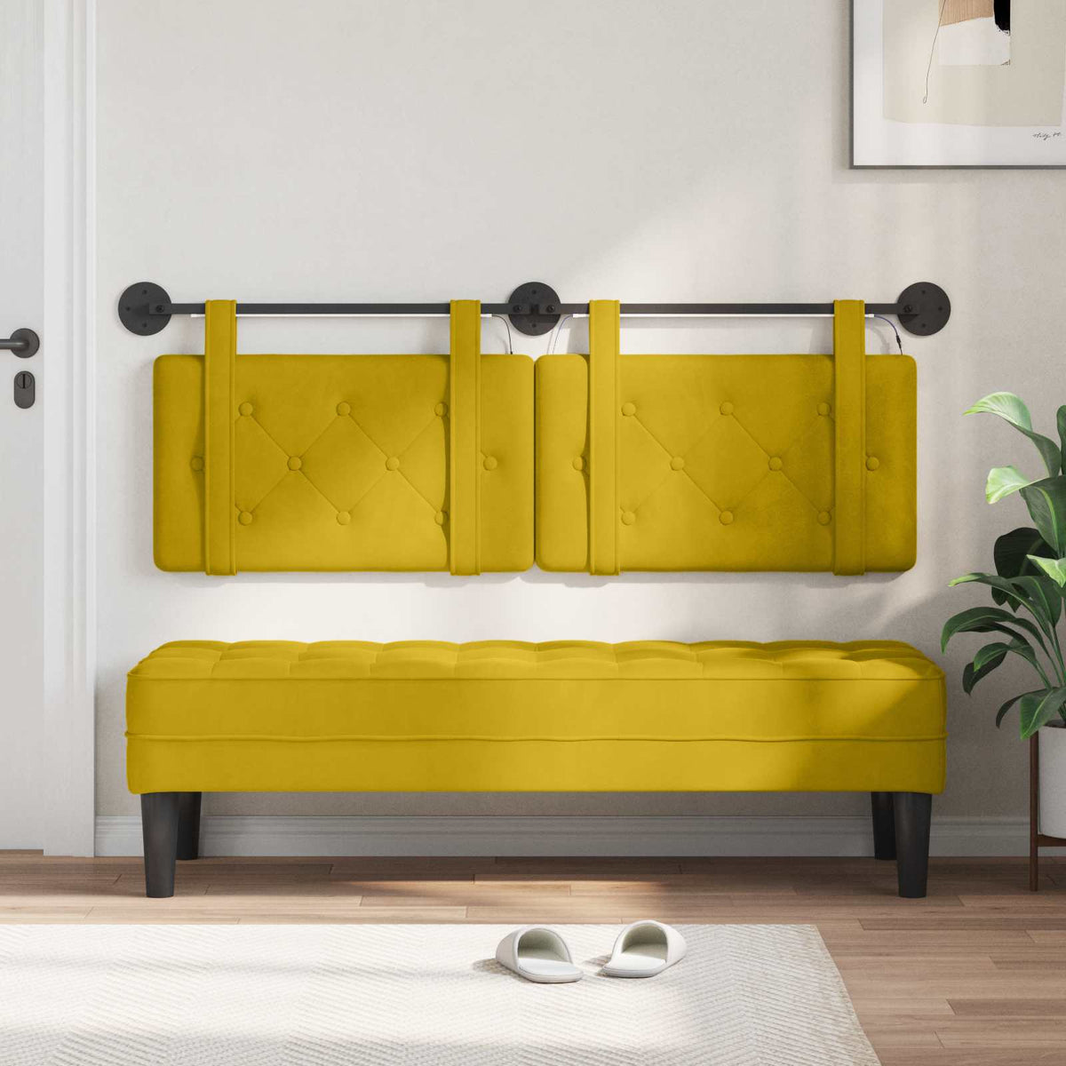 Testiera sospesa Con luce LED Giallo Velluto