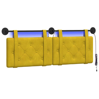 Testiera sospesa Con luce LED Giallo Velluto | homemem39