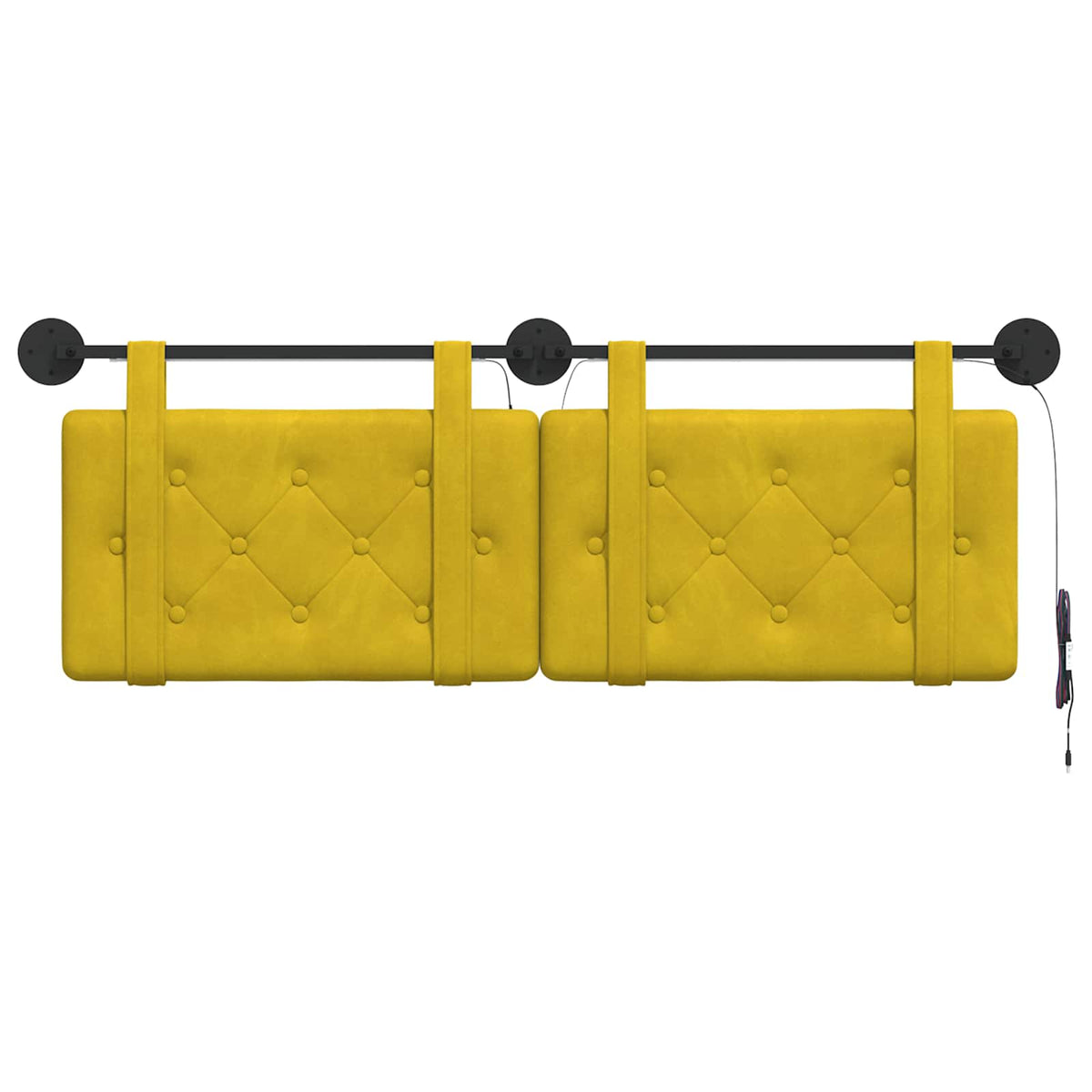 Testiera sospesa Con luce LED Giallo Velluto | homemem39