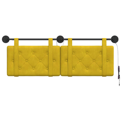 Testiera sospesa Con luce LED Giallo Velluto | homemem39