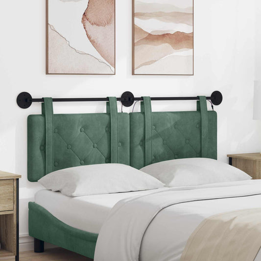 Testiera sospesa Con luce LED Verde Mare Velluto | homemem39