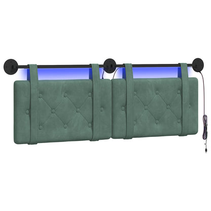 Testiera sospesa Con luce LED Verde Mare Velluto | homemem39