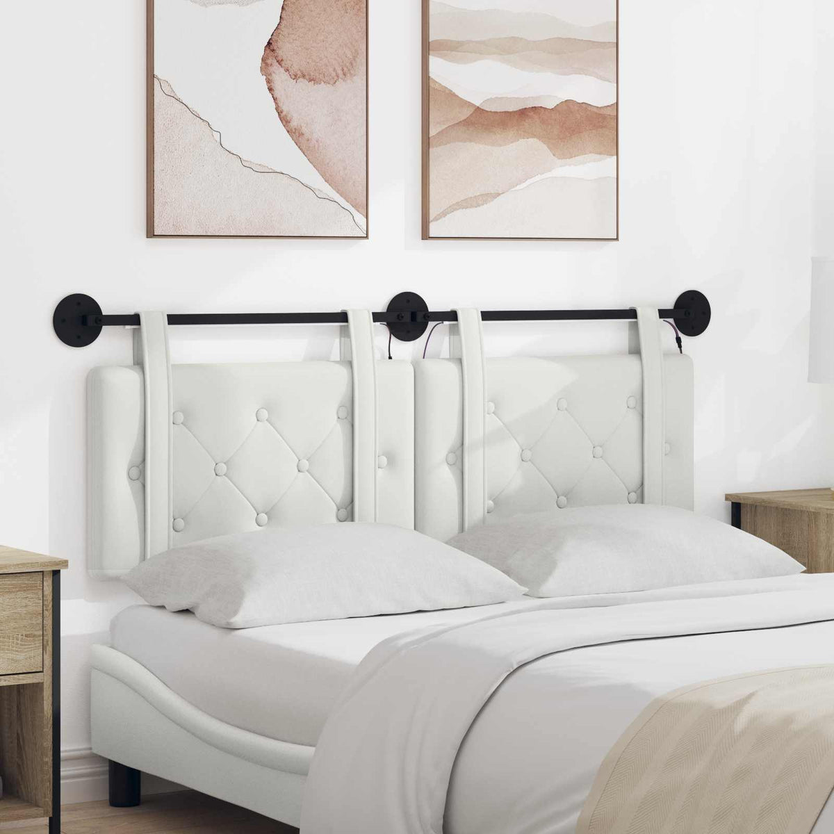 Testiera sospesa Bianco Similpelle | homemem39