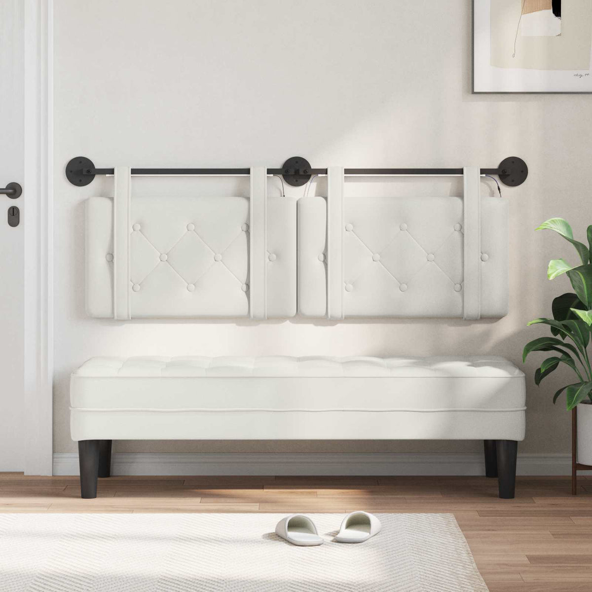 Testiera sospesa Bianco Similpelle | homemem39
