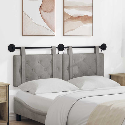 Testiera sospesa Con luce LED Grigio Chiaro Velluto
