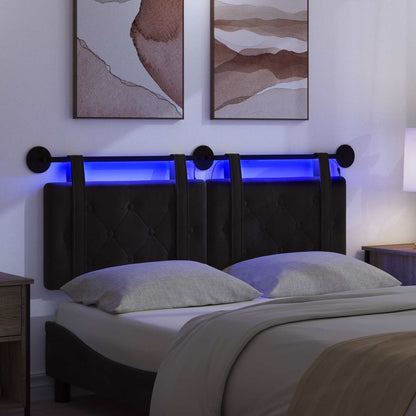 Testiera sospesa Con luce LED Nero Velluto