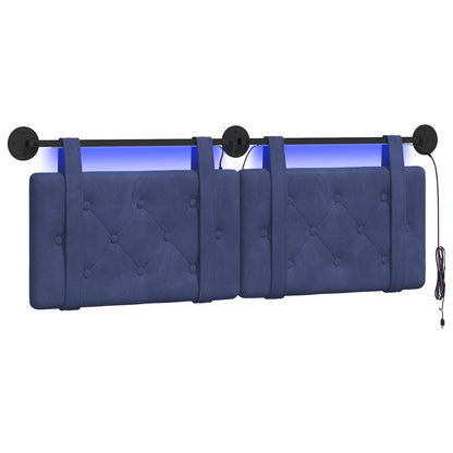 Testiera sospesa Con luce LED Blu Polizia Velluto | homemem39