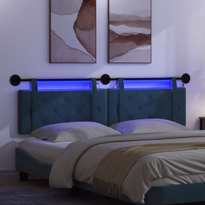 Testiera sospesa Con luce LED Blu Velluto | homemem39