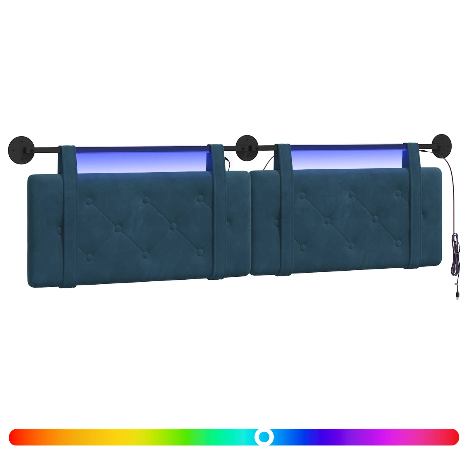 Testiera sospesa Con luce LED Blu Velluto | homemem39