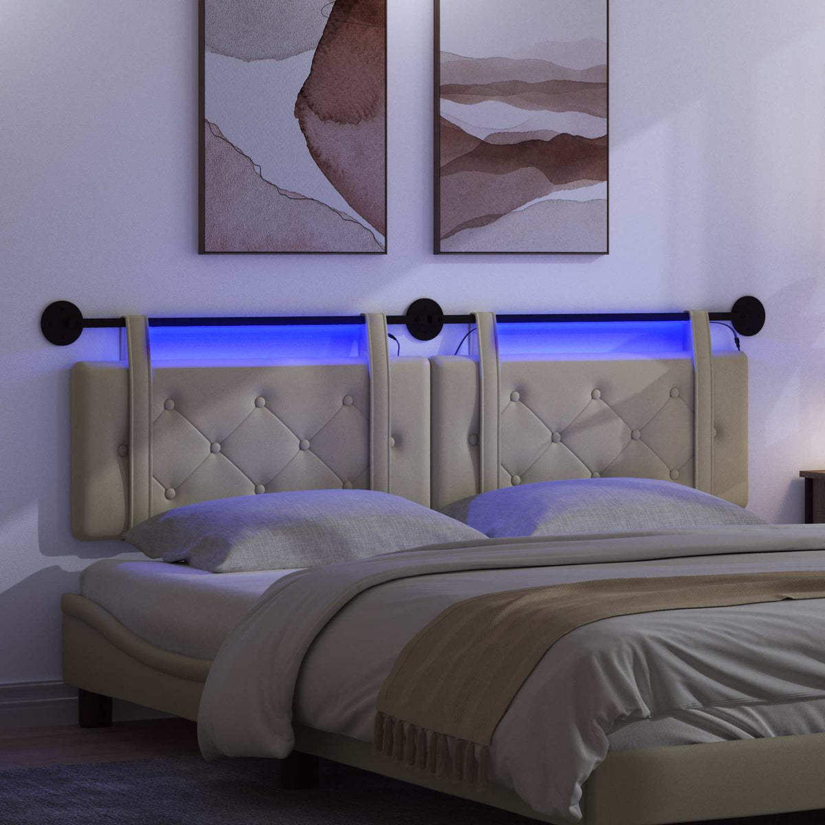 Testiera sospesa Crema Similpelle | homemem39