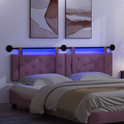 Testiera sospesa Con luce LED Viola Velluto | homemem39
