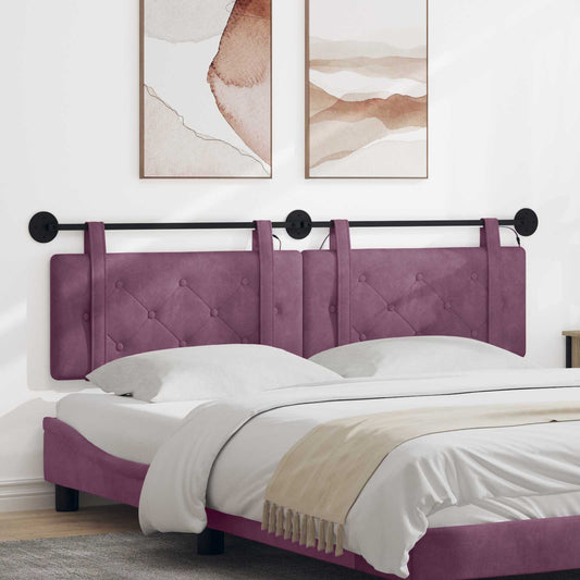Testiera sospesa Con luce LED Viola Velluto | homemem39