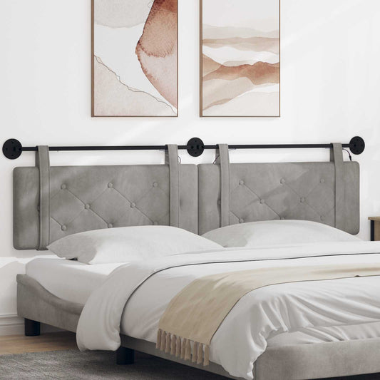 Testiera sospesa Con luce LED Grigio Chiaro Velluto | homemem39