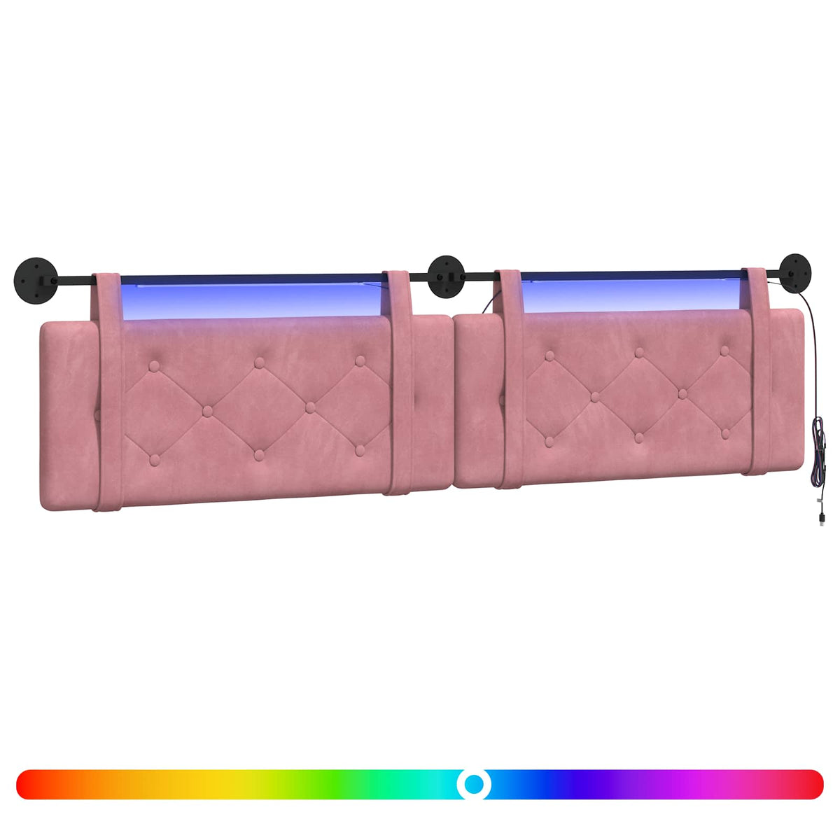 Testiera sospesa Con luce LED Rosa Velluto | homemem39