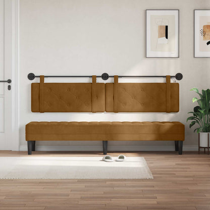 Testiera sospesa Con luce LED Marrone Velluto