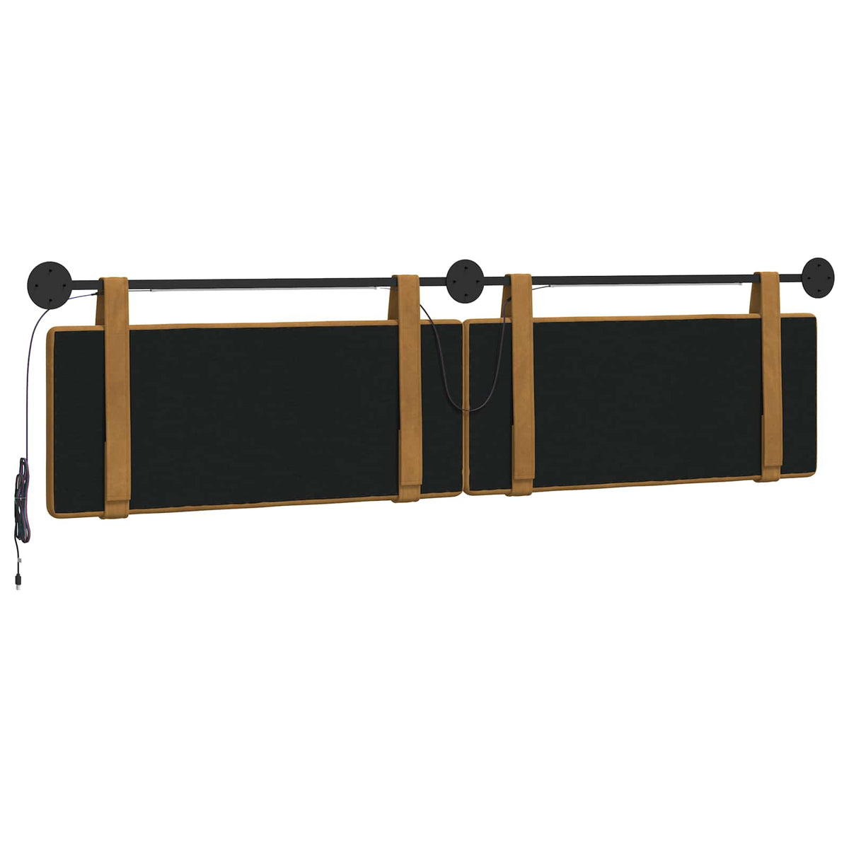 Testiera sospesa Con luce LED Marrone Velluto