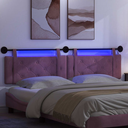 Testiera sospesa Con luce LED Viola Velluto