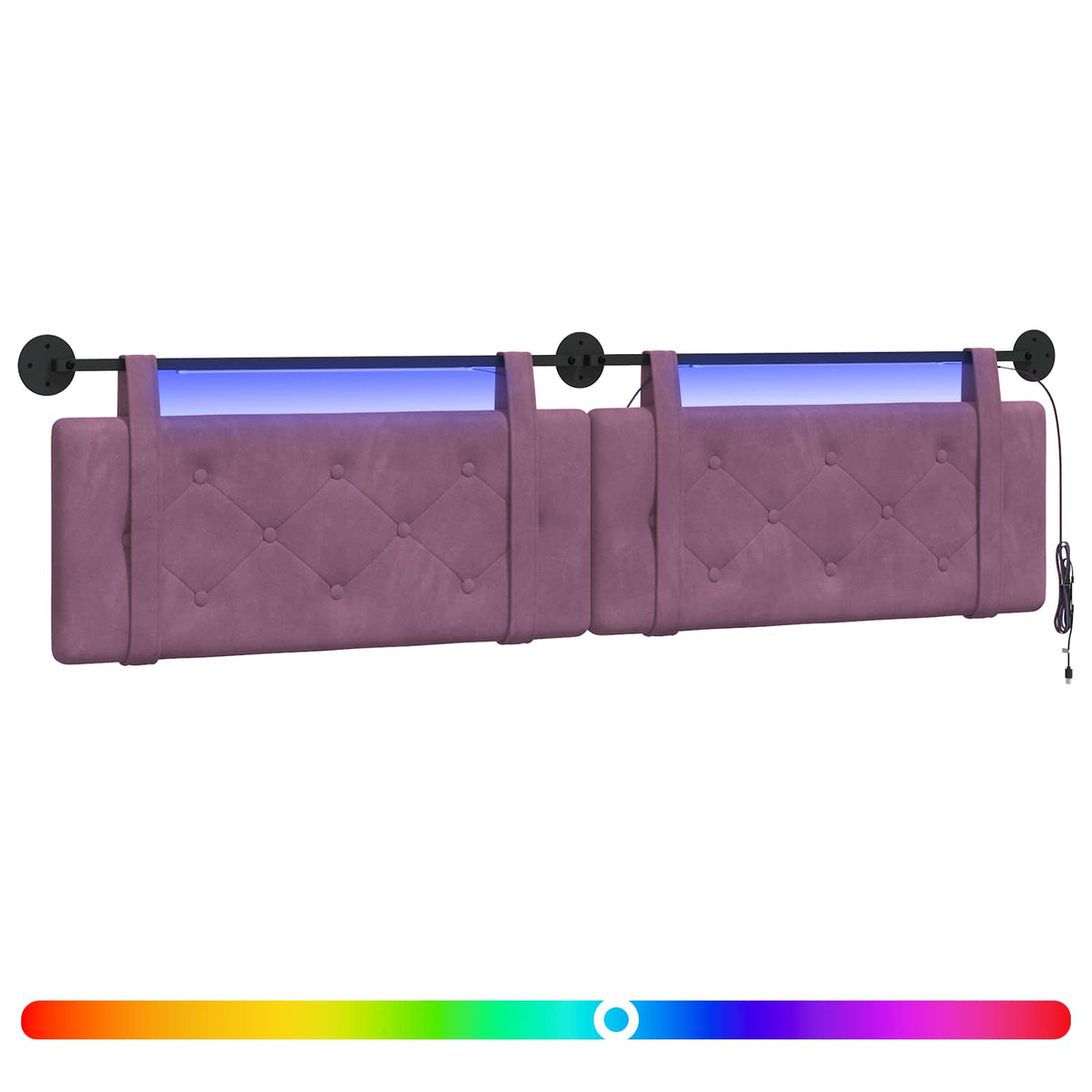 Testiera sospesa Con luce LED Viola Velluto
