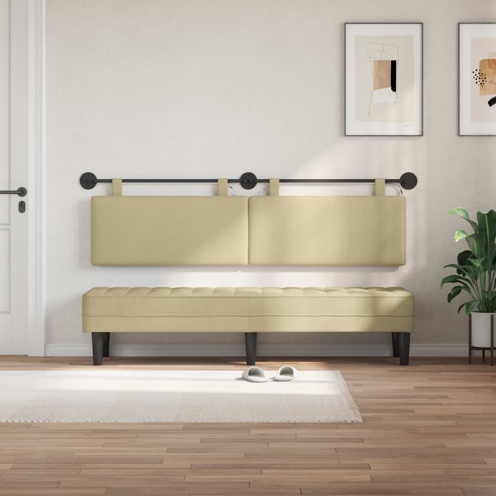 Testiera sospesa Grigio Verde Chiaro Tessuto in Cords | homemem39