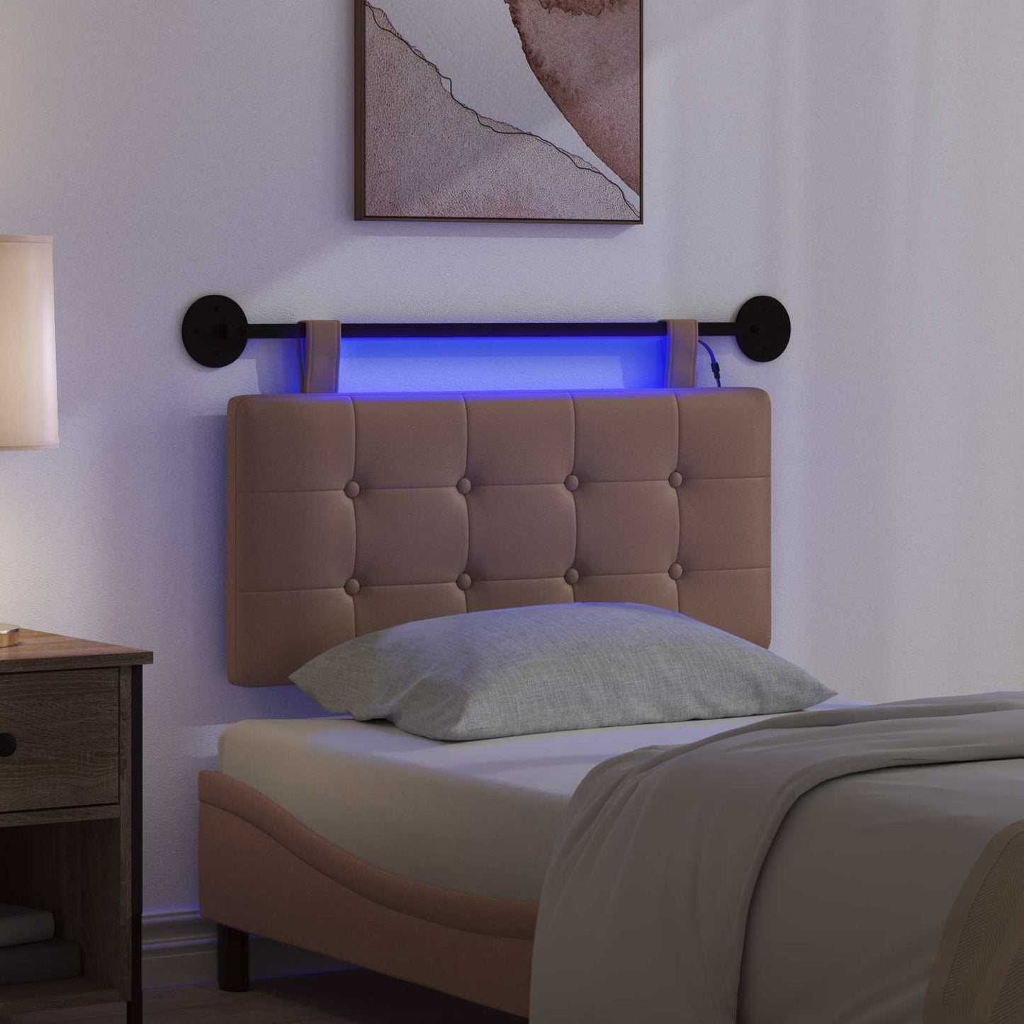 Testiera sospesa Con luce LED Cappuccino Similpelle | homemem39