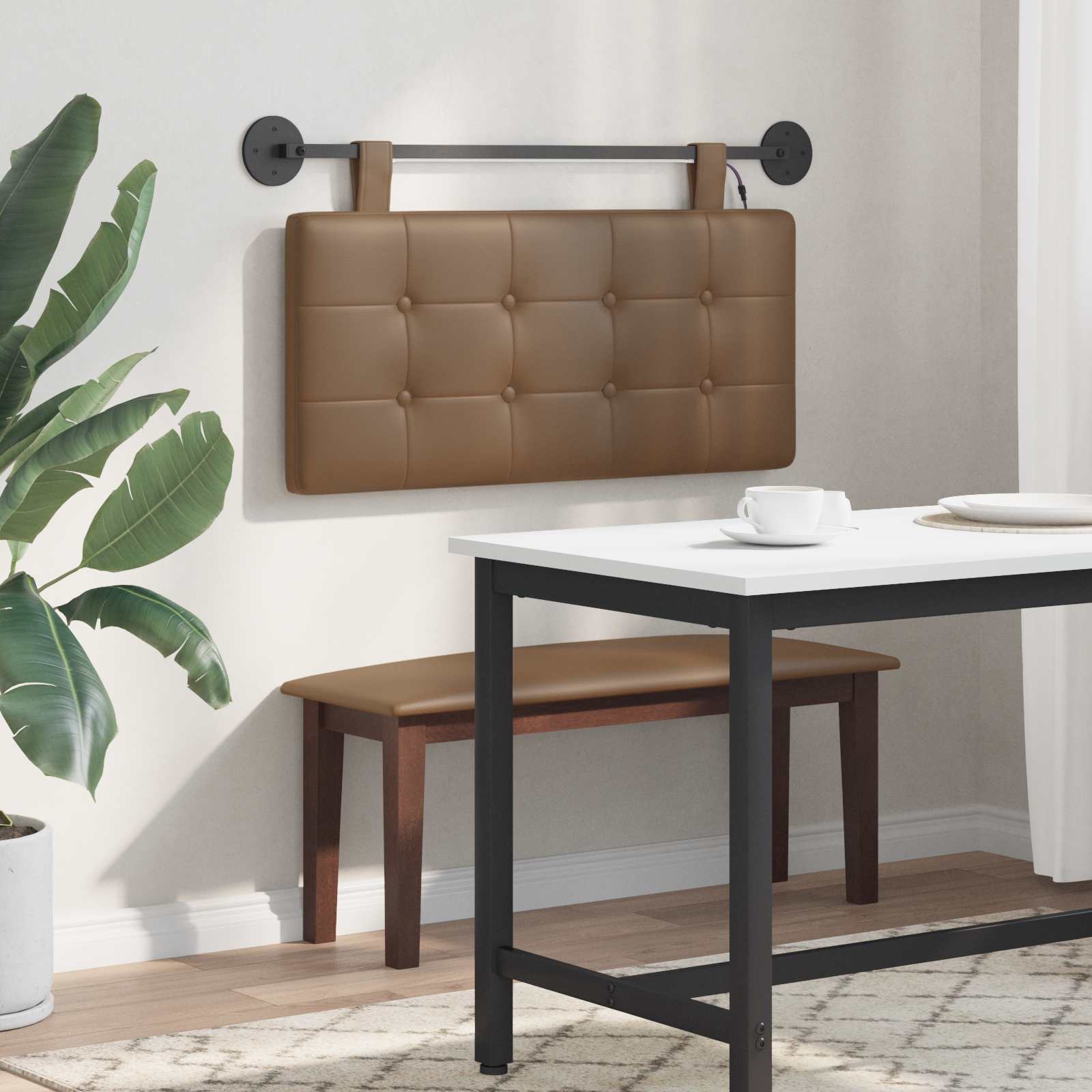 Testiera sospesa Con luce LED Cappuccino Similpelle | homemem39