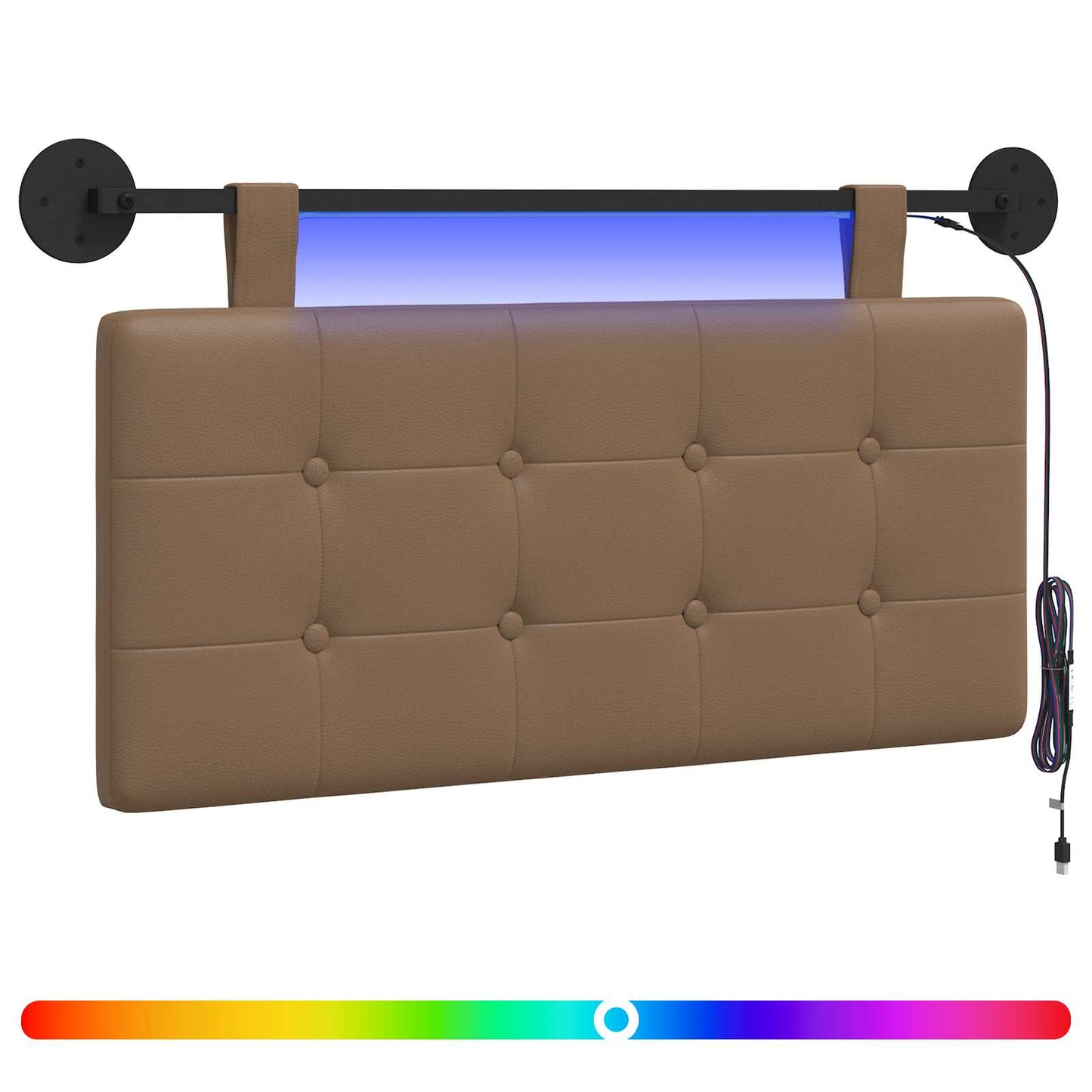 Testiera sospesa Con luce LED Cappuccino Similpelle