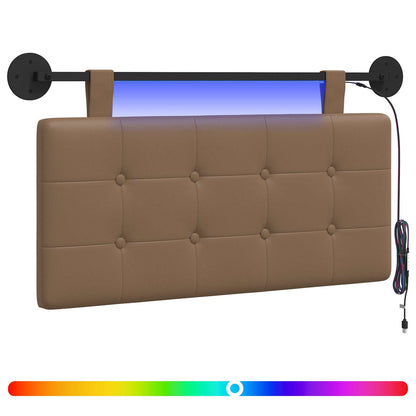 Testiera sospesa Con luce LED Cappuccino Similpelle