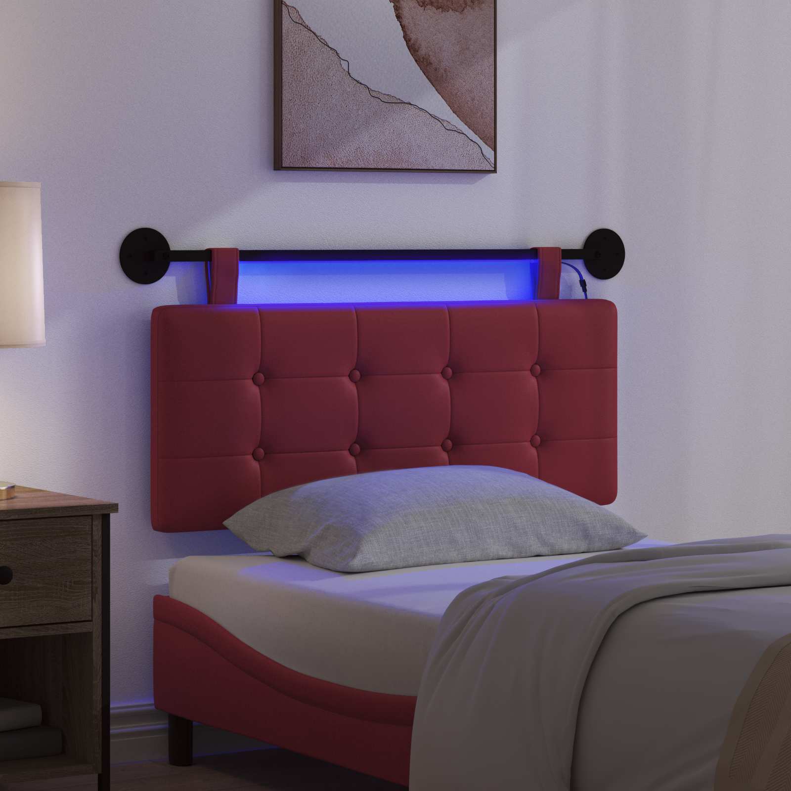Testiera sospesa Con luce LED Rosso Vino Similpelle | homemem39