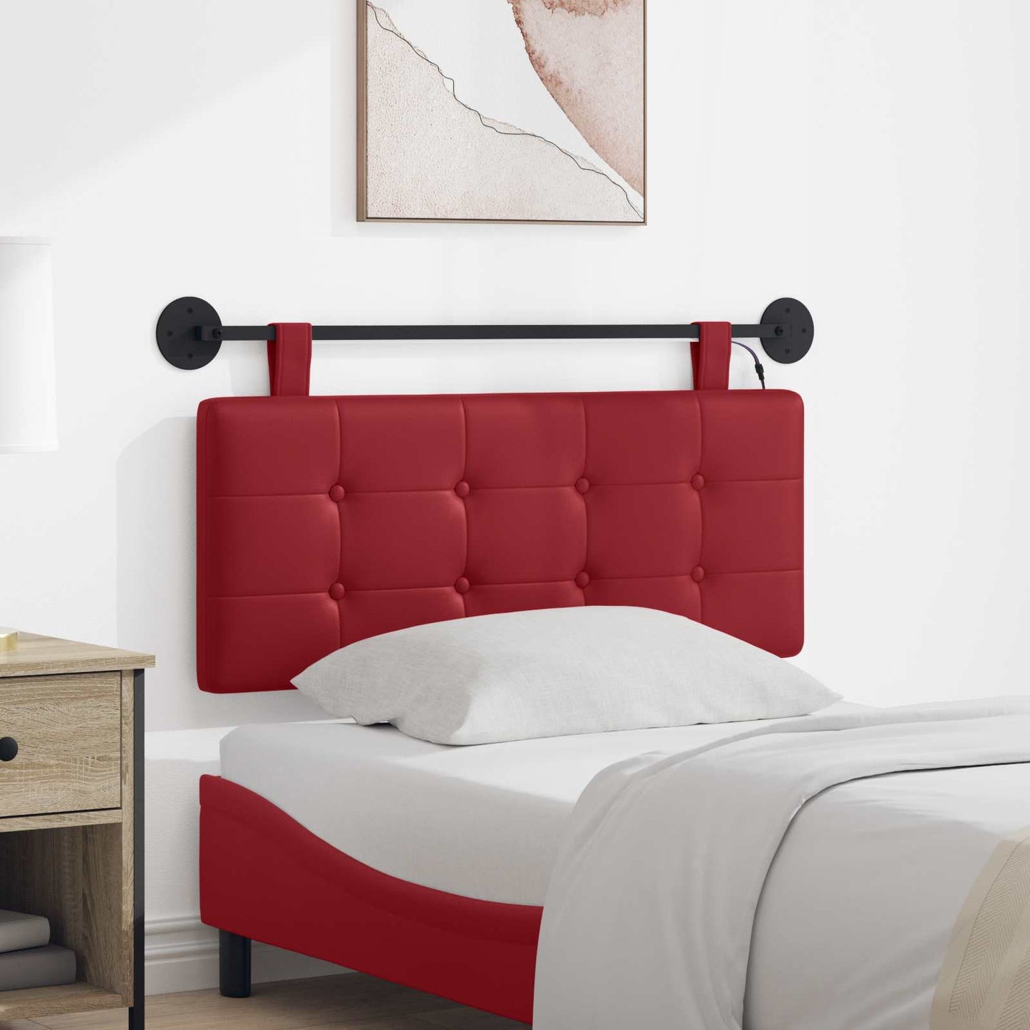 Testiera sospesa Con luce LED Rosso Vino Similpelle