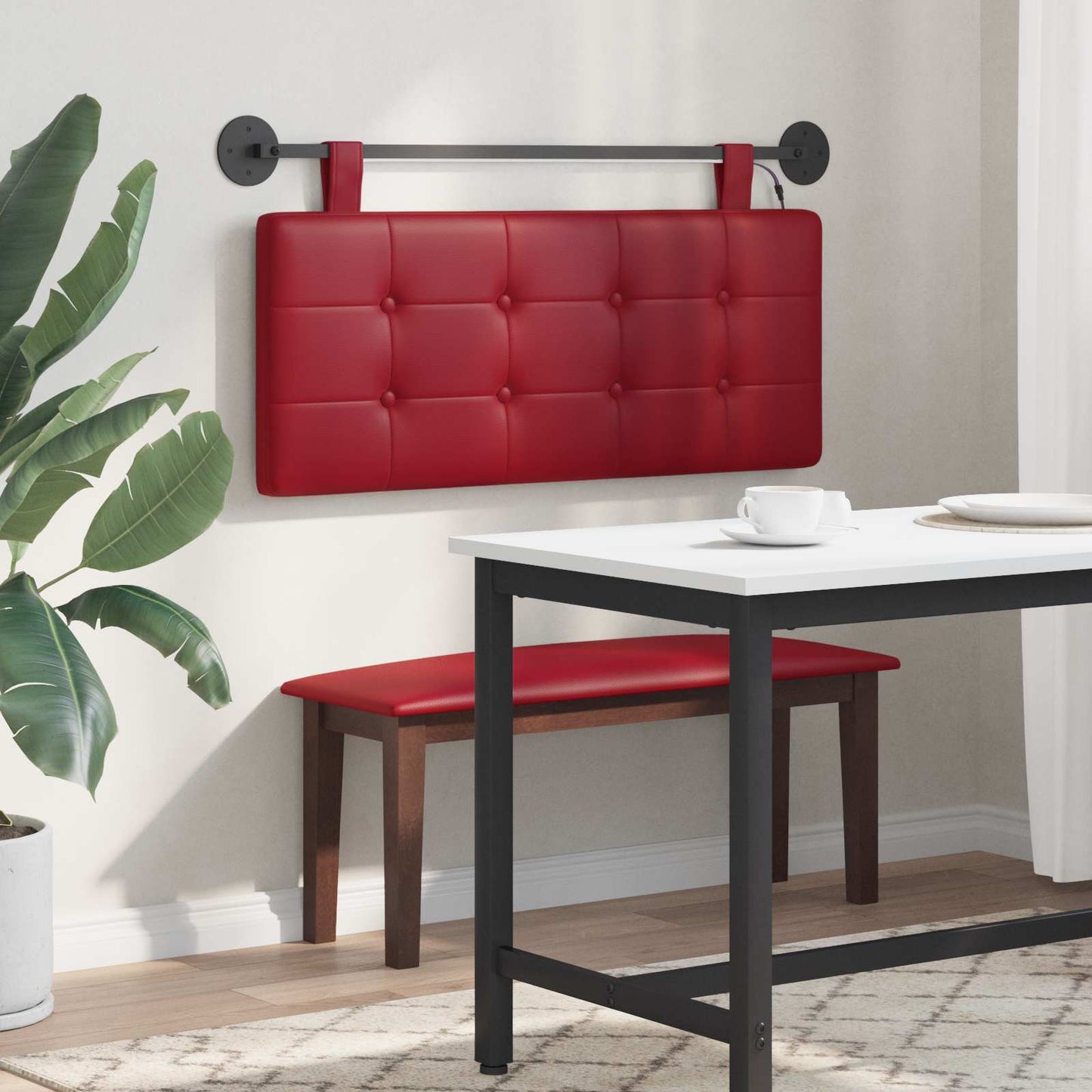 Testiera sospesa Con luce LED Rosso Vino Similpelle