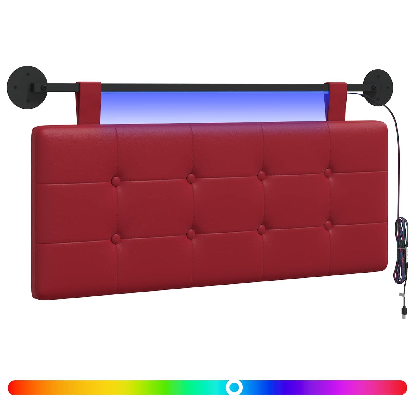 Testiera sospesa Con luce LED Rosso Vino Similpelle