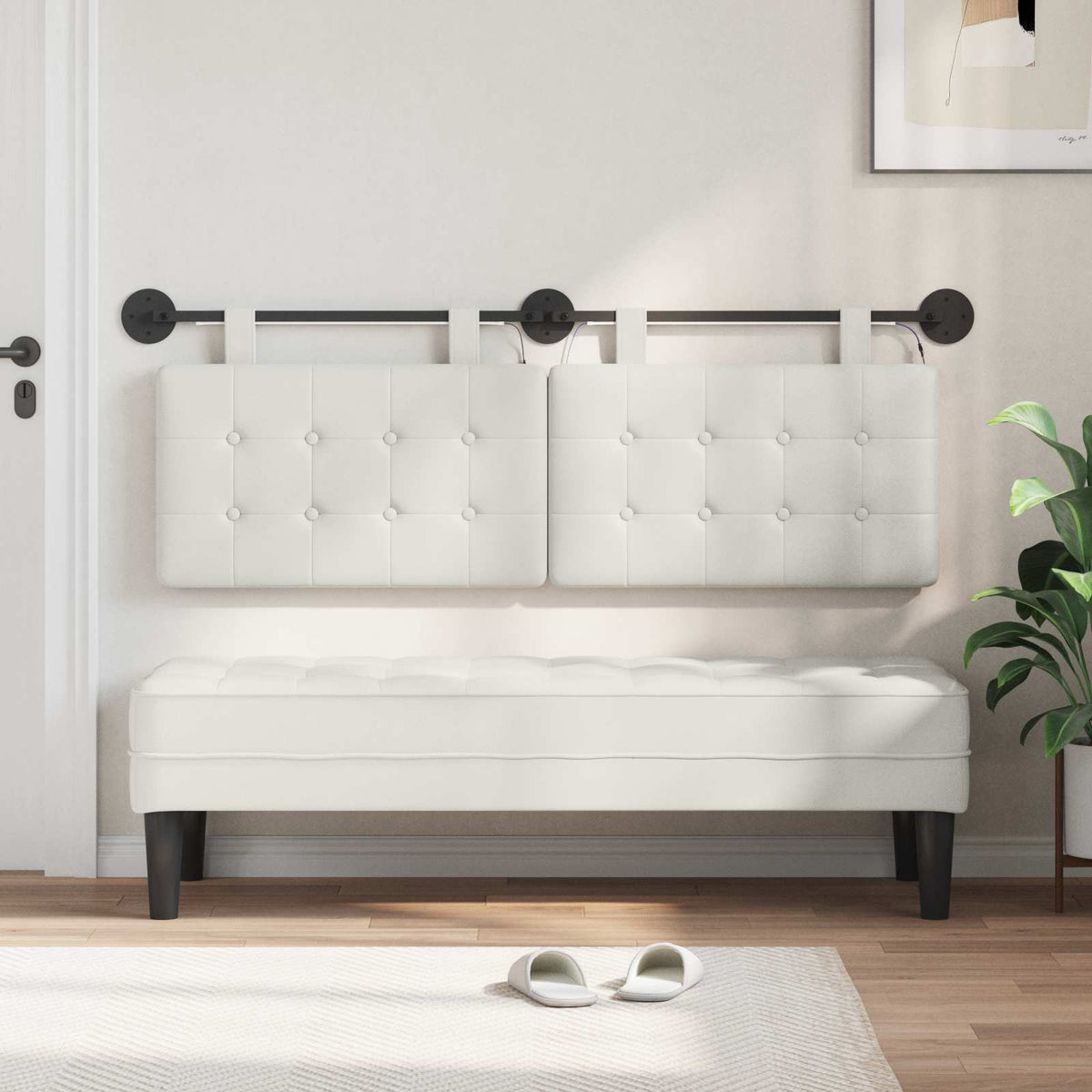 Testiera sospesa Bianco Similpelle | homemem39
